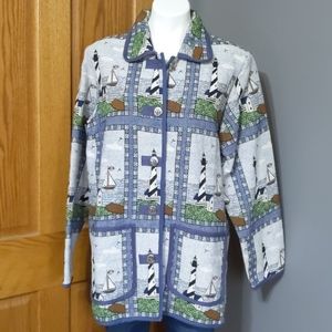 Vintage Blair Nautical Lighthouse Button Jacket